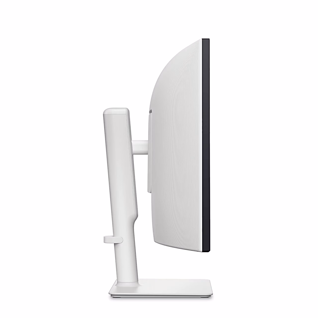 Dell S3425DW monitor vasakult küljelt, valge alus ja ekraan