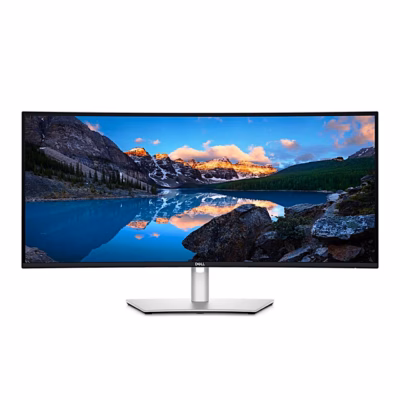Dell UltraSharp U3425WE kumer monitor eestvaates mägijärve maastikuga