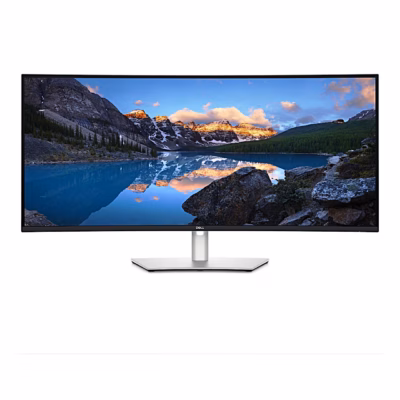 Dell UltraSharp U4025QW monitor eestvaates mägijärve maastikuga ekraanil