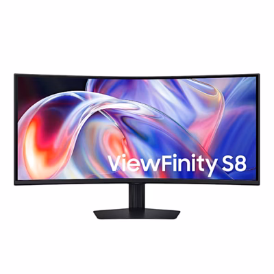 Samsung ViewFinity S8 S85TH kumer monitor eest, ekraanil mudeli nimi