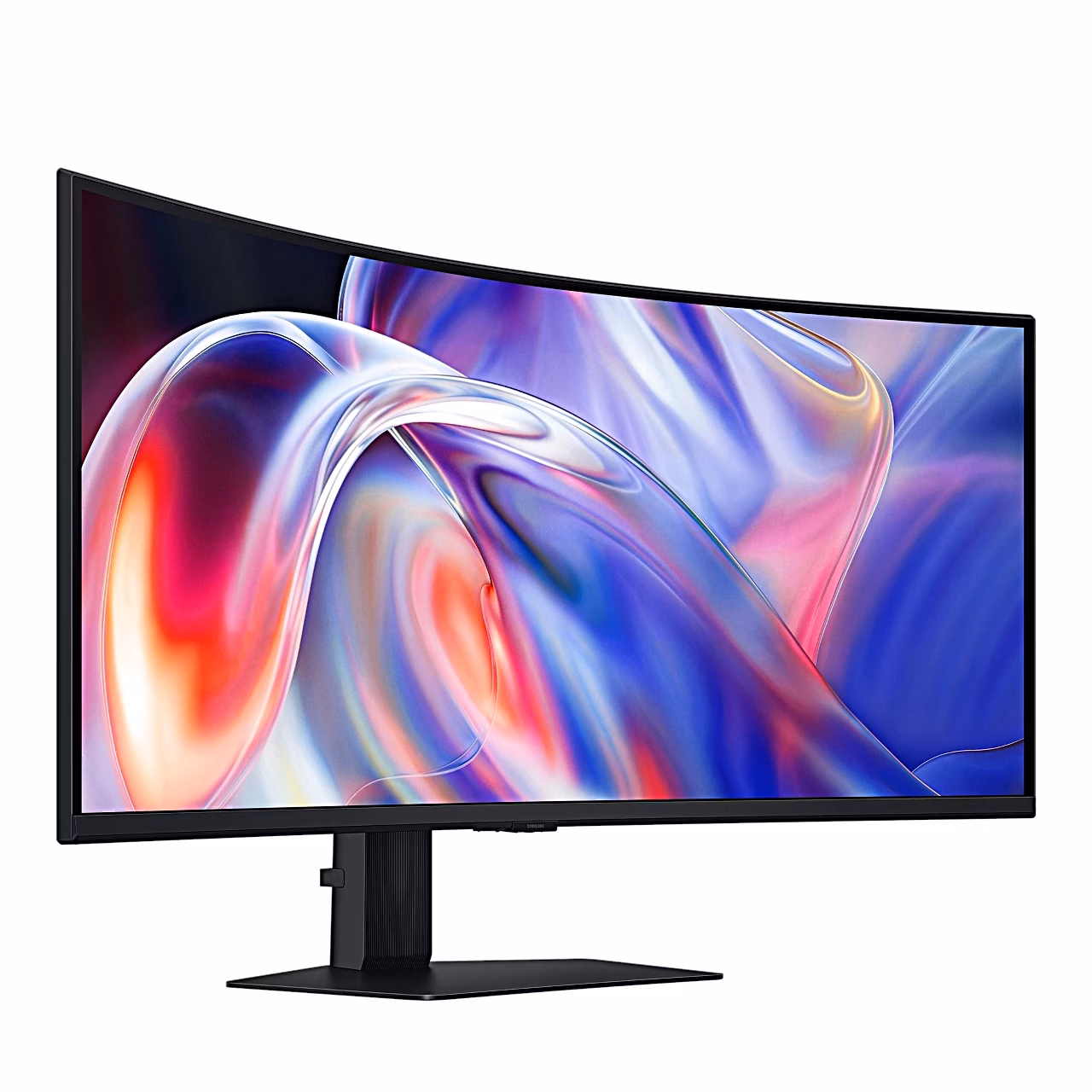 Samsung ViewFinity S8 monitor vasakult, ekraan alusel kõrgele tõstetud