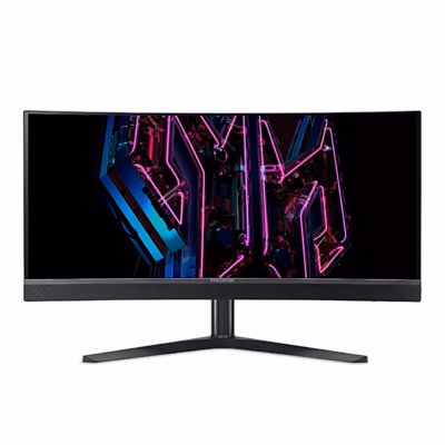 Kumer mängurimonitor Acer Predator X34 F1 eestvaates alusel
