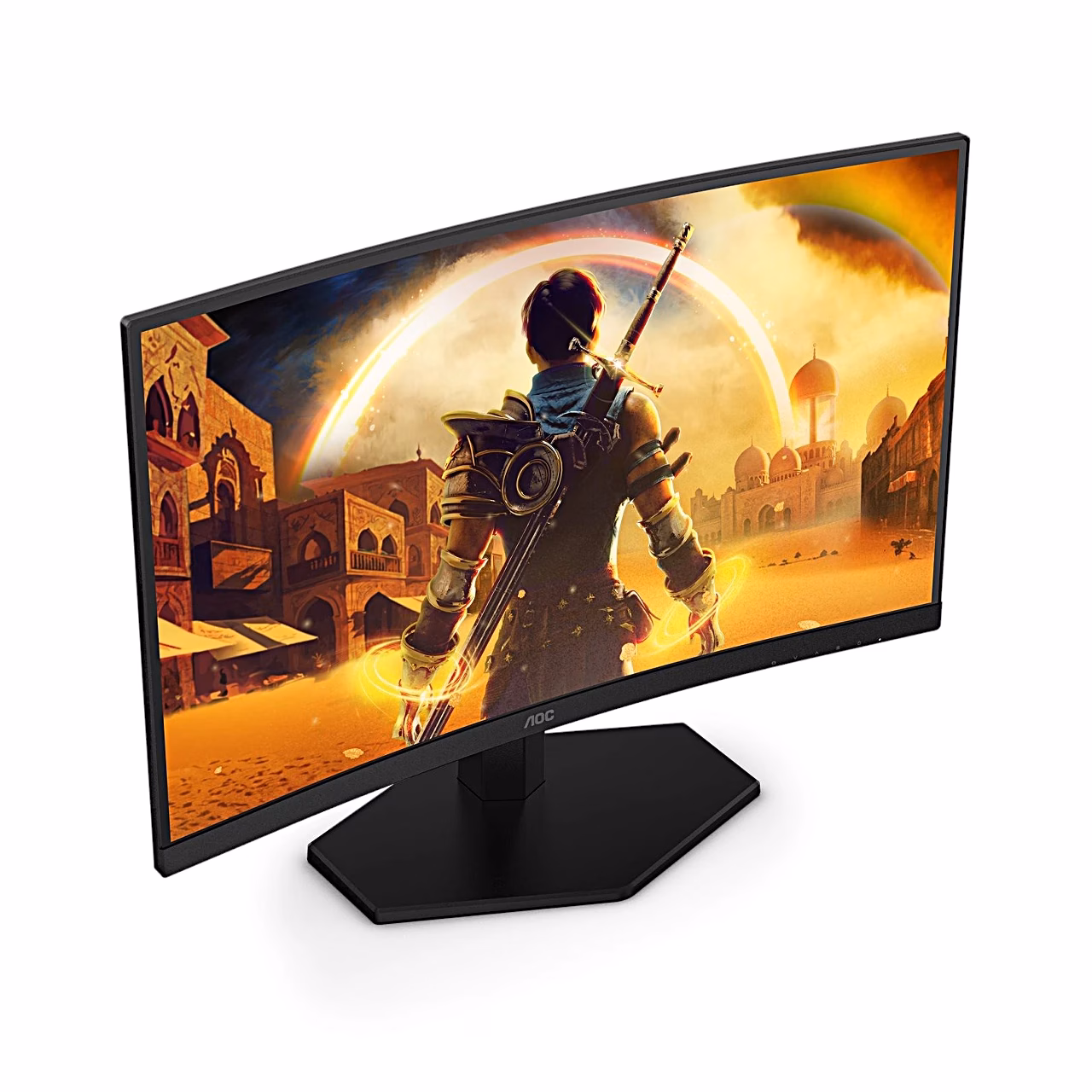 AOC C24G42FE kumer monitor ülevalt vasakult nurgast