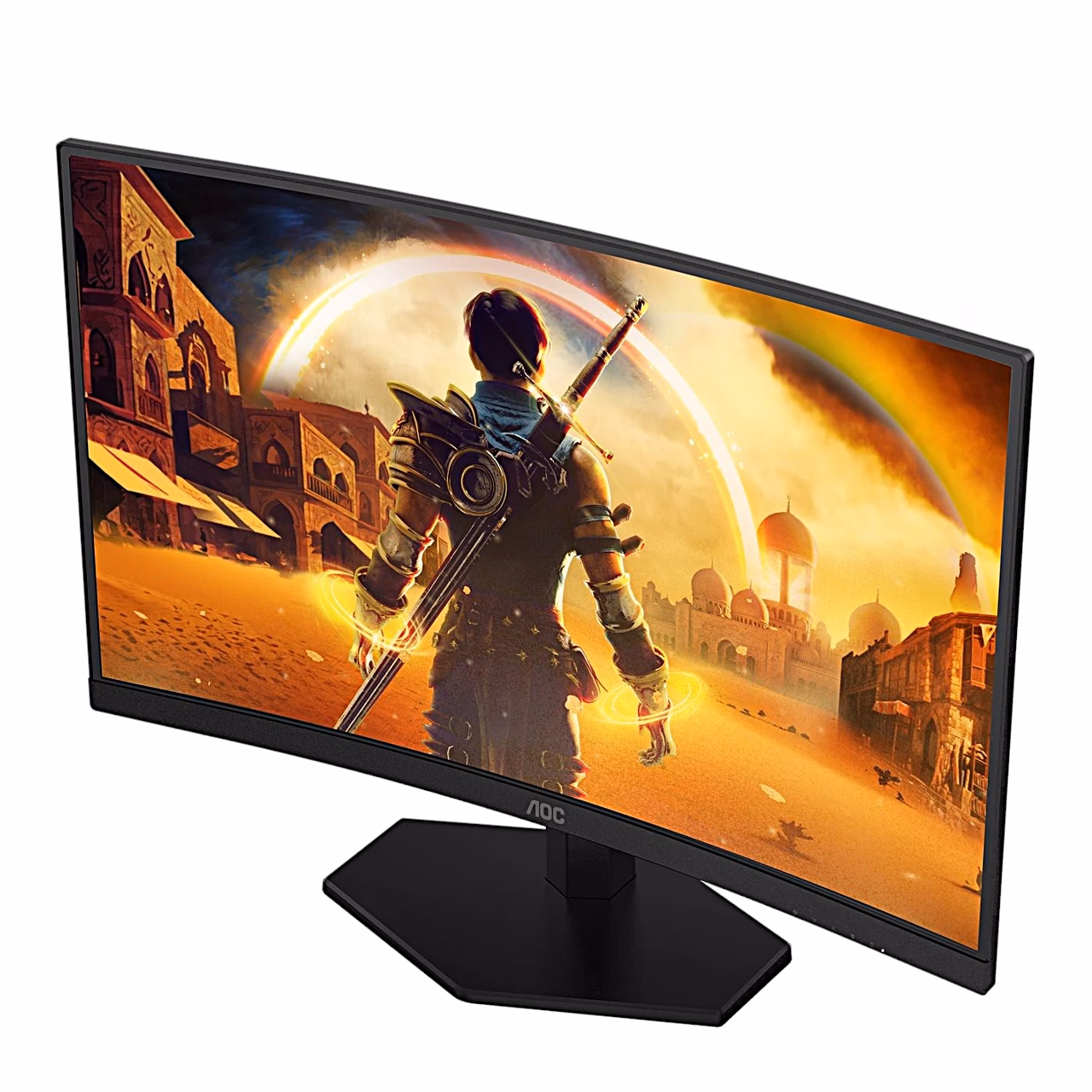 Monitor AOC C27G42FE paremalt ülevalt, nähtav ekraani kumerus