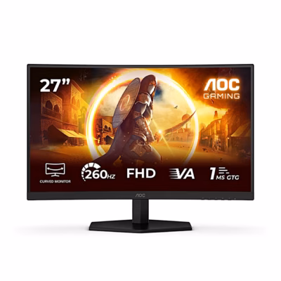 AOC C27G42ZE väike eestvaade, ekraanil 1 ms GtG tähis