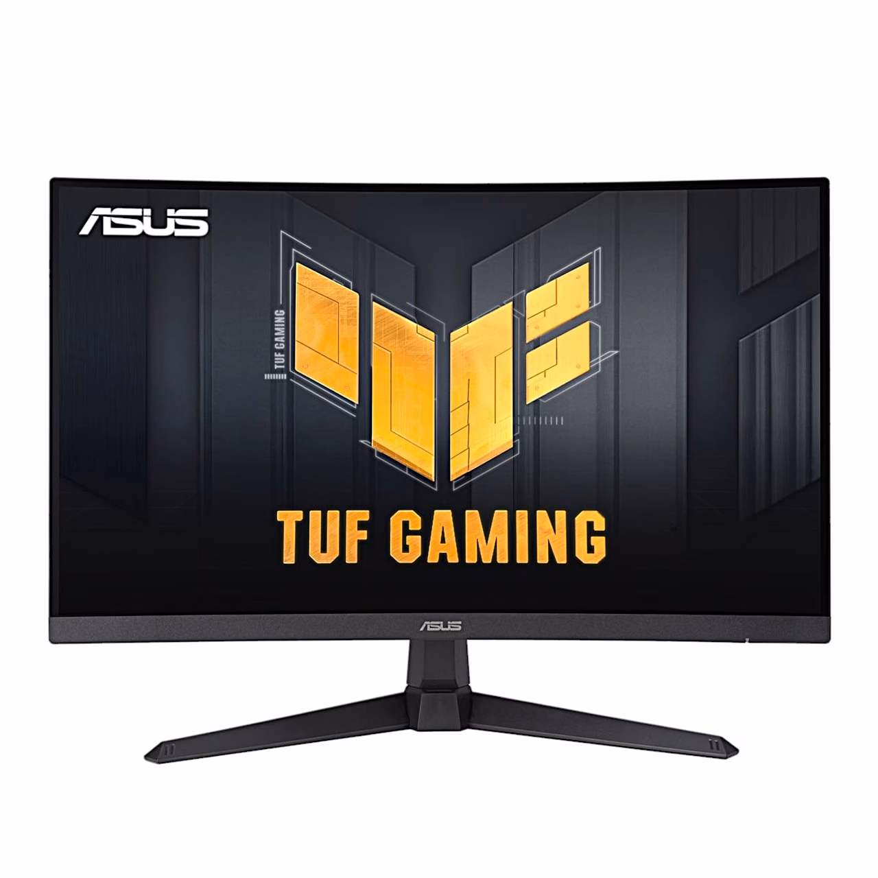 ASUS TUF Gaming VG27VQM1B kumer monitor eestvaates, ekraanil TUF Gaming logo