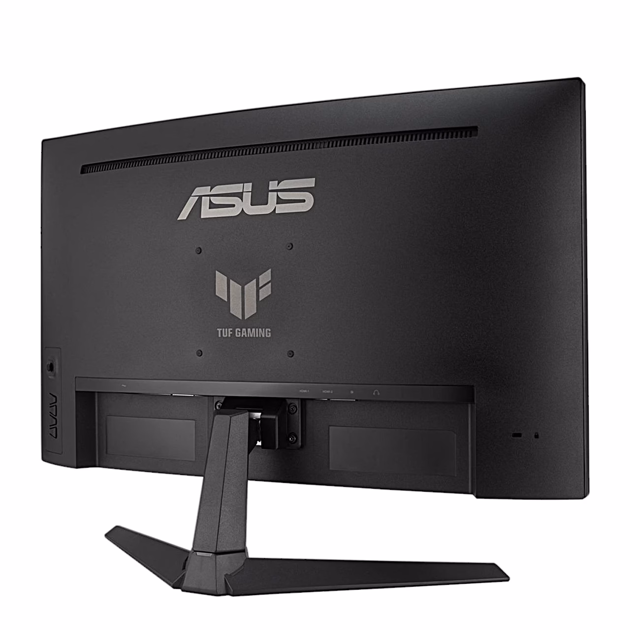 ASUS VG27VQM1B monitori tagakülg nurga alt, korpusel ASUS ja TUF Gaming logo