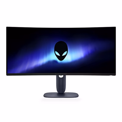Kumer mängurimonitor Dell Alienware AW3425DW eestvaates jalal