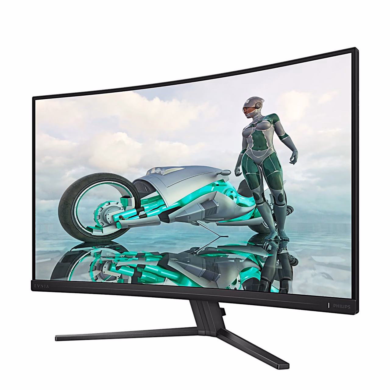 Kumer mängurimonitor Philips 32M2C3500L vasakult nurga alt, V-kujuline alus