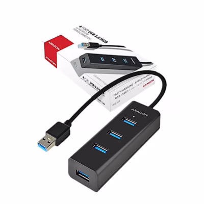 Laadimisportidega USB-jagaja AXAGON HUE-S2B, 4 × USB 3.0, must