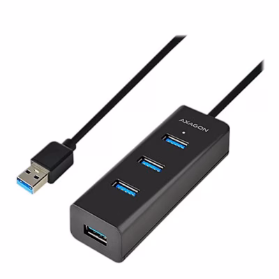 Must AXAGON HUE-S2BL USB-jagaja nelja USB 3.0 pordi ja kaabliga