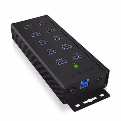 USB-jagaja ICY BOX IB-HUB1703-QC3, USB-B-pesa ja kinnitusklambriga ots