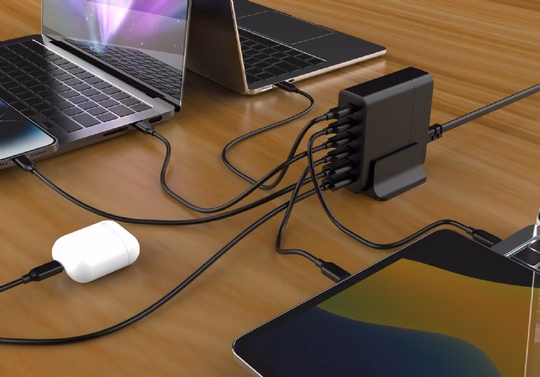 Mobiiliseadme laadija Gembird TA-UC-2A4C-PD75-01-BK, 75 W, 4×USB-C + 2×USB-A (4)
