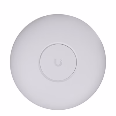Ubiquiti UniFi U7 Lite WiFi-pääsupunkt eestvaates, valge ümar korpus