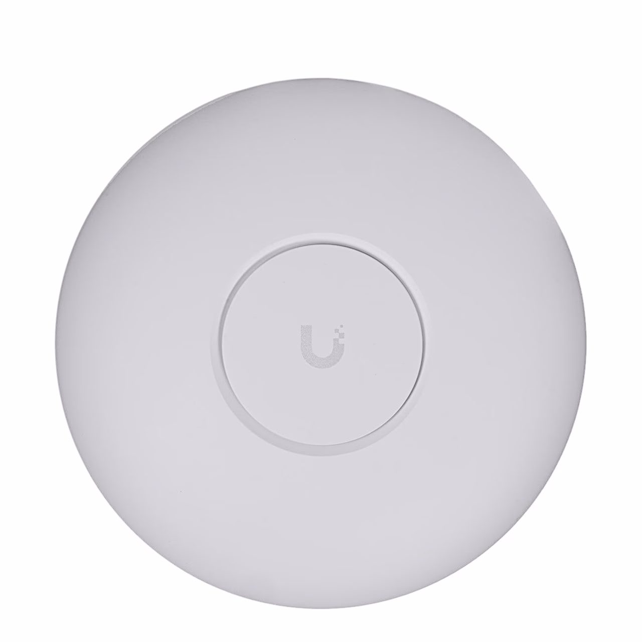 Ubiquiti UniFi U7 Lite WiFi-pääsupunkt eestvaates, valge ümar korpus