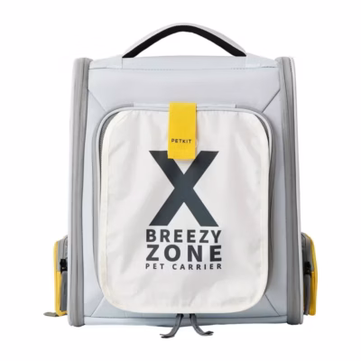 Kassi seljakott PETKIT Breezy X Zone eestvaates, valge Breezy Zone paneeli ja kandesangaga