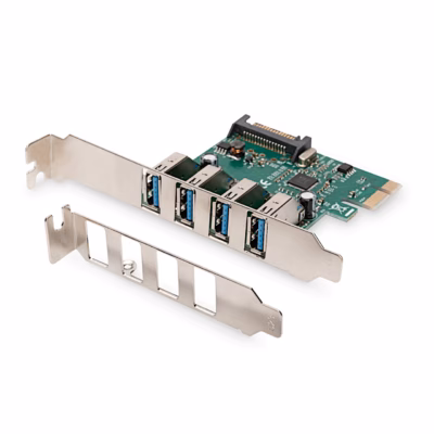 Laienduskaart Digitus DS-30221-1 nelja USB 3.0 pesaga ja eraldi madala profiiliga kinnitusplaat