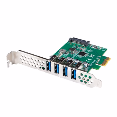 Laienduskaart Lanberg PCE-US3-004 nelja USB 3.2 Gen 1 pesaga, nurgavaade