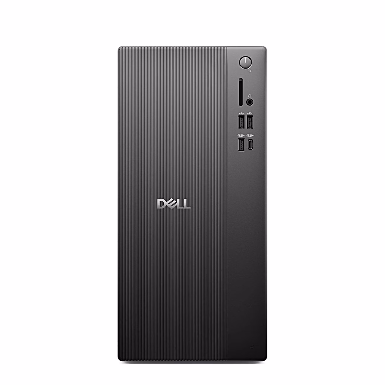 Dell Pro QVT1260 lauaarvuti esipaneel toitenupu, kaardipesa ja USB-portidega