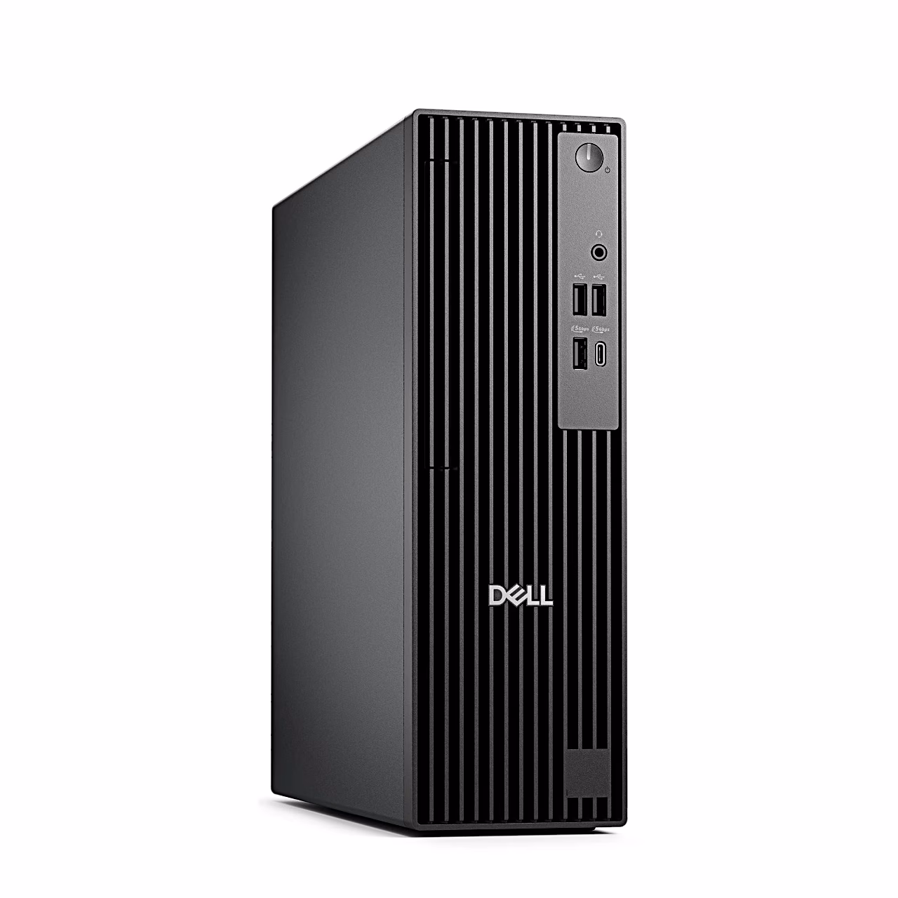 Must Dell Pro Slim QCS1250 lauaarvuti paremalt eest nurga alt