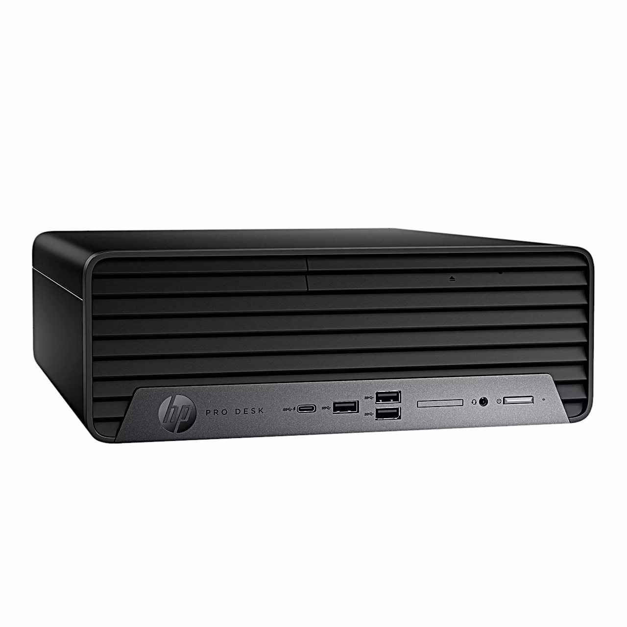 HP Pro 400 G9 väikese korpusega lauaarvuti, vaade vasakult nurgalt