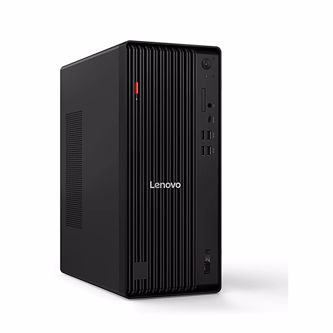 ThinkCentre M70t Gen 6 kontoriarvuti esipaneel ja vasak külg õhuavadega