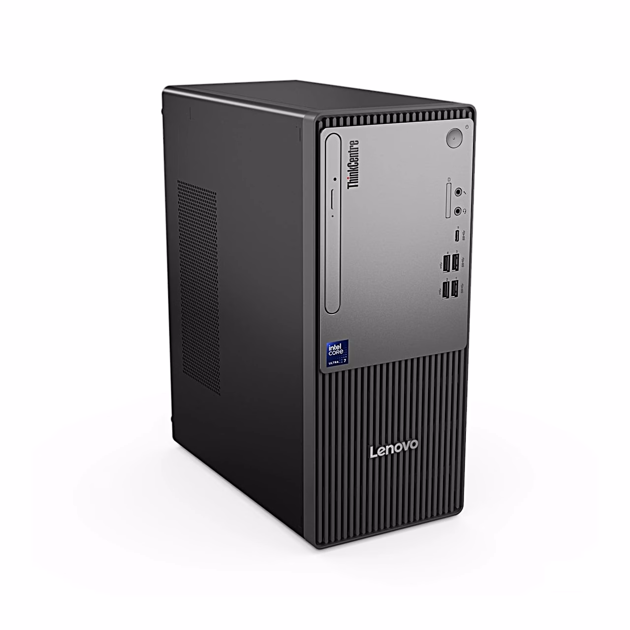 Lenovo ThinkCentre neo 50t Gen 6 kõrgemalt paremalt, külgpaneeli ventilatsiooniava