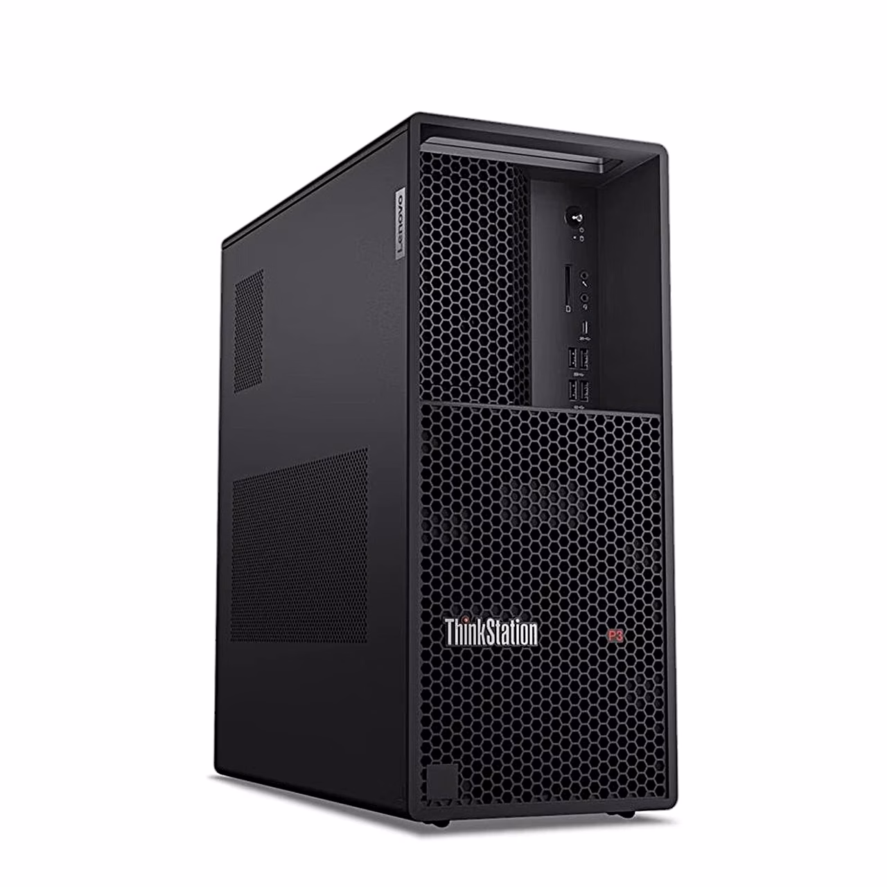 Lenovo ThinkStation P3 G2 must tornkorpus, vaade vasakult eest