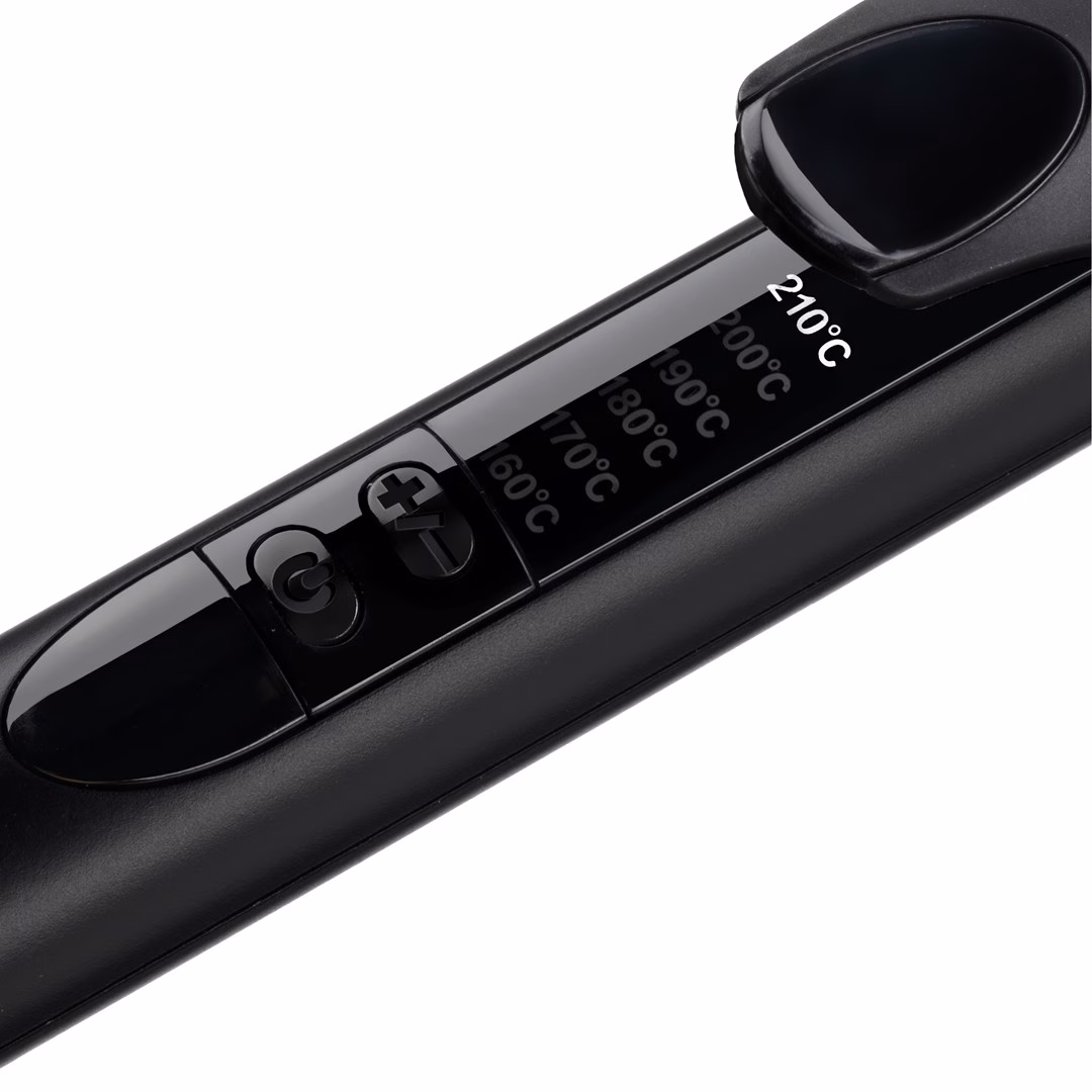 Lokitangide BaByliss C450E digitaalne temperatuurinäit ja nupud lähivaates