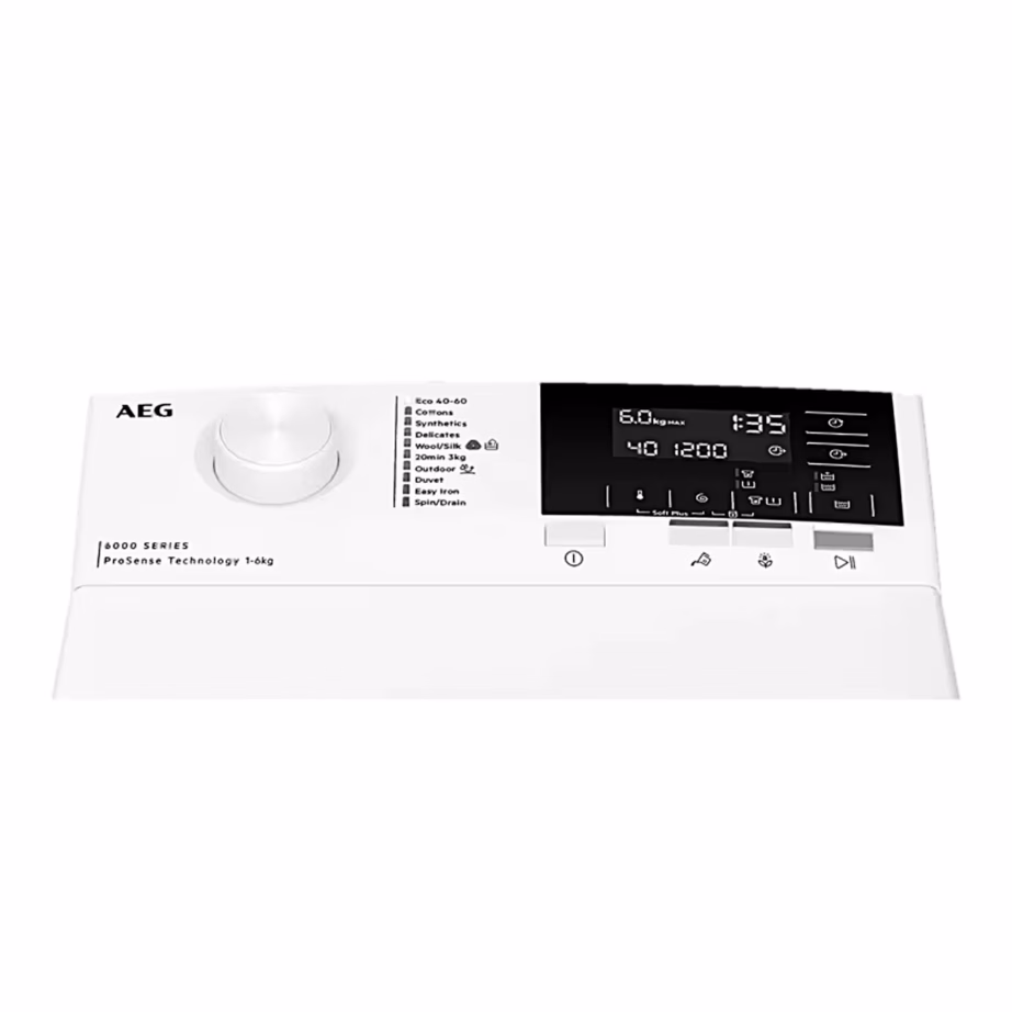 Eraldiseisev pealtlaetav pesumasin AEG LTRG162E, 6 kg, 40 cm, 1200 p/min, valge - 2
