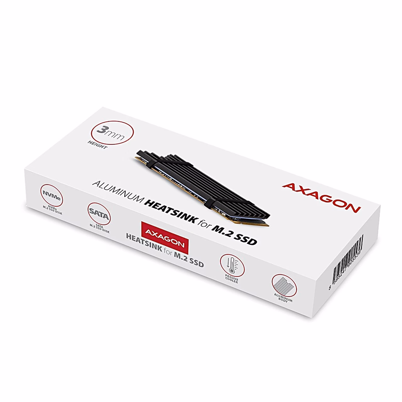 AXAGON CLR-M2L3 M.2 SSD jahuti valge müügikarp kaldvaates