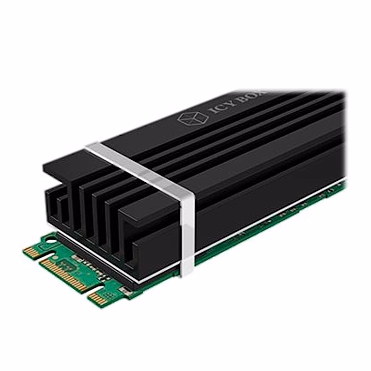 M.2 SSD jahuti IB-M2HS-70 silikoonrõngas ümber SSD, lähivaade