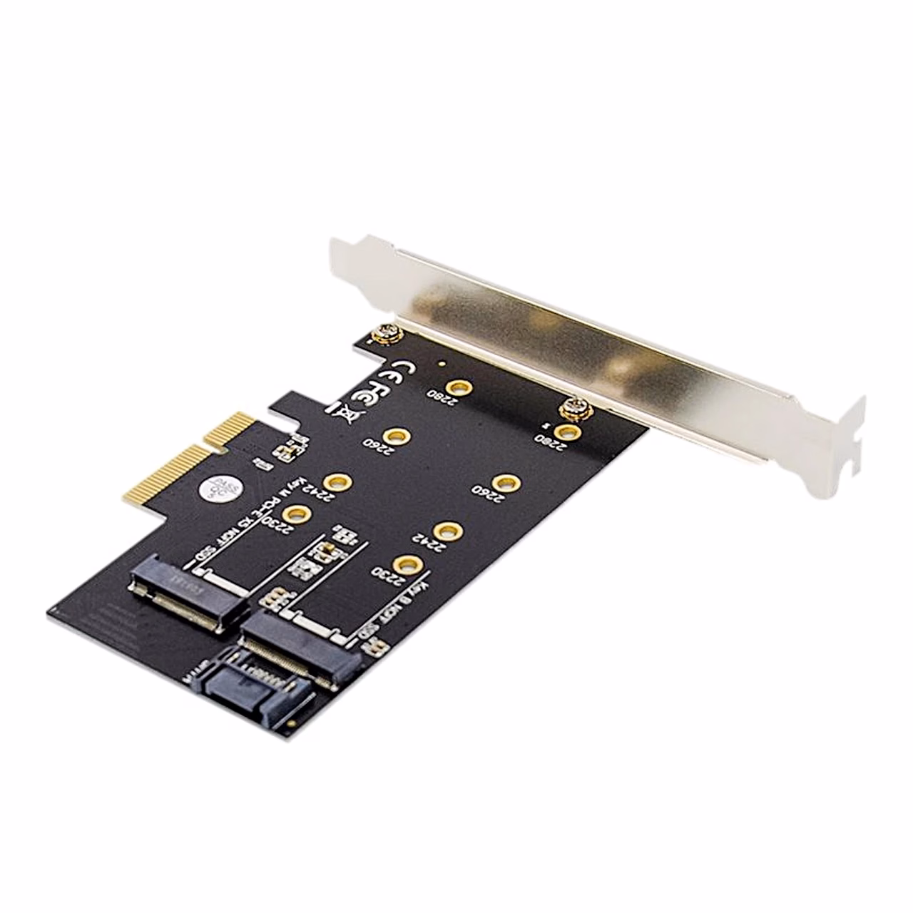 Digitus DS-33170 laienduskaart, vaade PCIe kontaktide ja kinnitusplaadi poolt