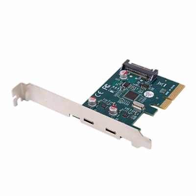 Lanberg PCE-UC3-002 laienduskaart kahe USB-C pordiga, vaade viltu eest