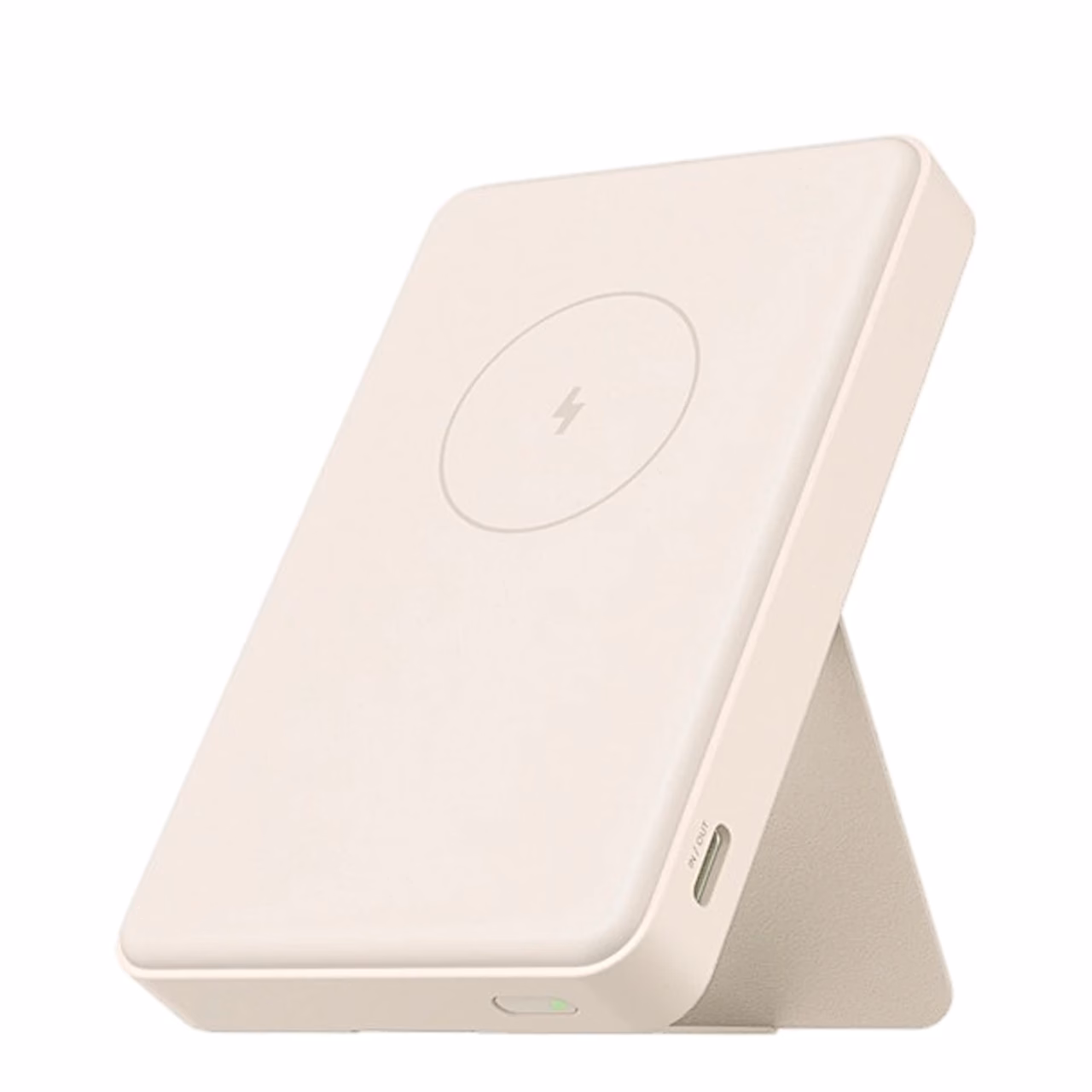 Valge magnetiline akupank Xiaomi Magnetic Power Bank avatud tugijalaga
