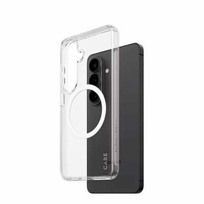 Läbipaistev Urban Explorer ümbris valge magnetrõngaga telefonil Galaxy S26 nurga alt