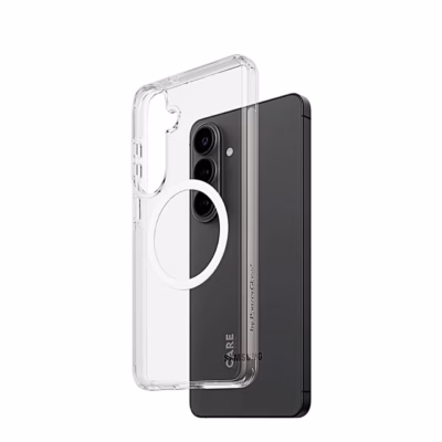 Läbipaistev Urban Explorer ümbris valge magnetrõngaga telefonil Galaxy S26+ nurga alt