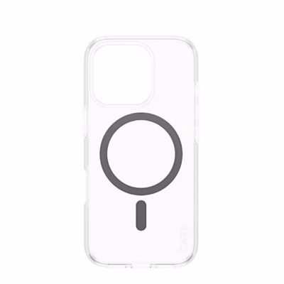 Läbipaistev telefoniümbris CARE Flagship iPhone 16 Pro tagakülg musta MagSafe-rõngaga