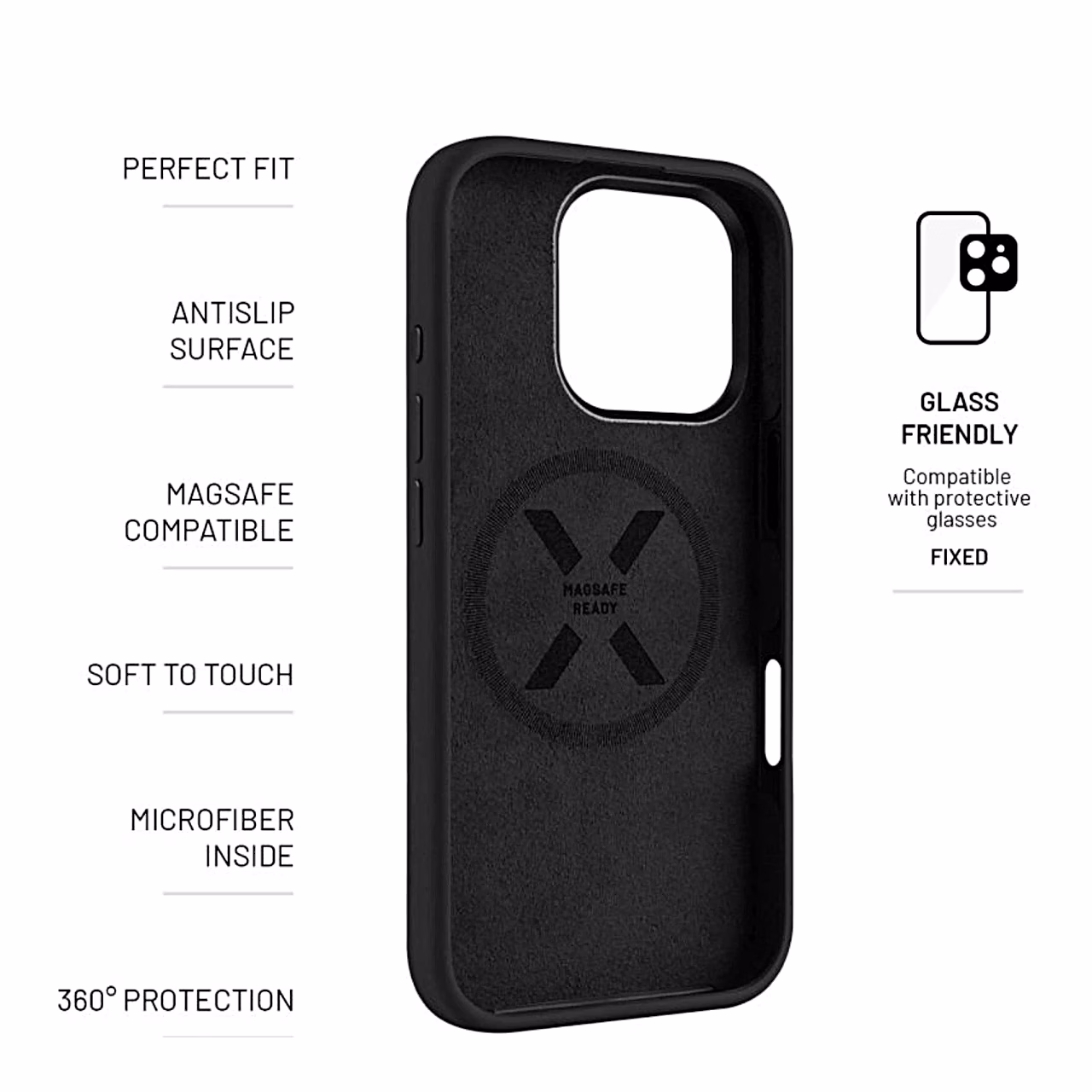 FIXED MagFlow ümbrise sisekülg koos omaduste ikoonidega iPhone 17 Pro Max jaoks