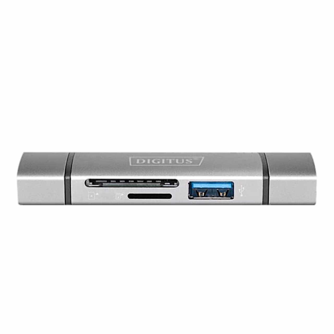 Digitus DA-70886 külg SD- ja microSD-pesa ning USB-A-pordiga
