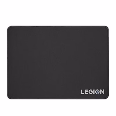 Must hiirematt Lenovo Legion Speed M ülevaltvaates halli Legioni logoga