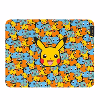 Razer Gigantus V2 Pokémon hiirematt ülalt, Pikachu keskel ja stardi-Pokémonide muster
