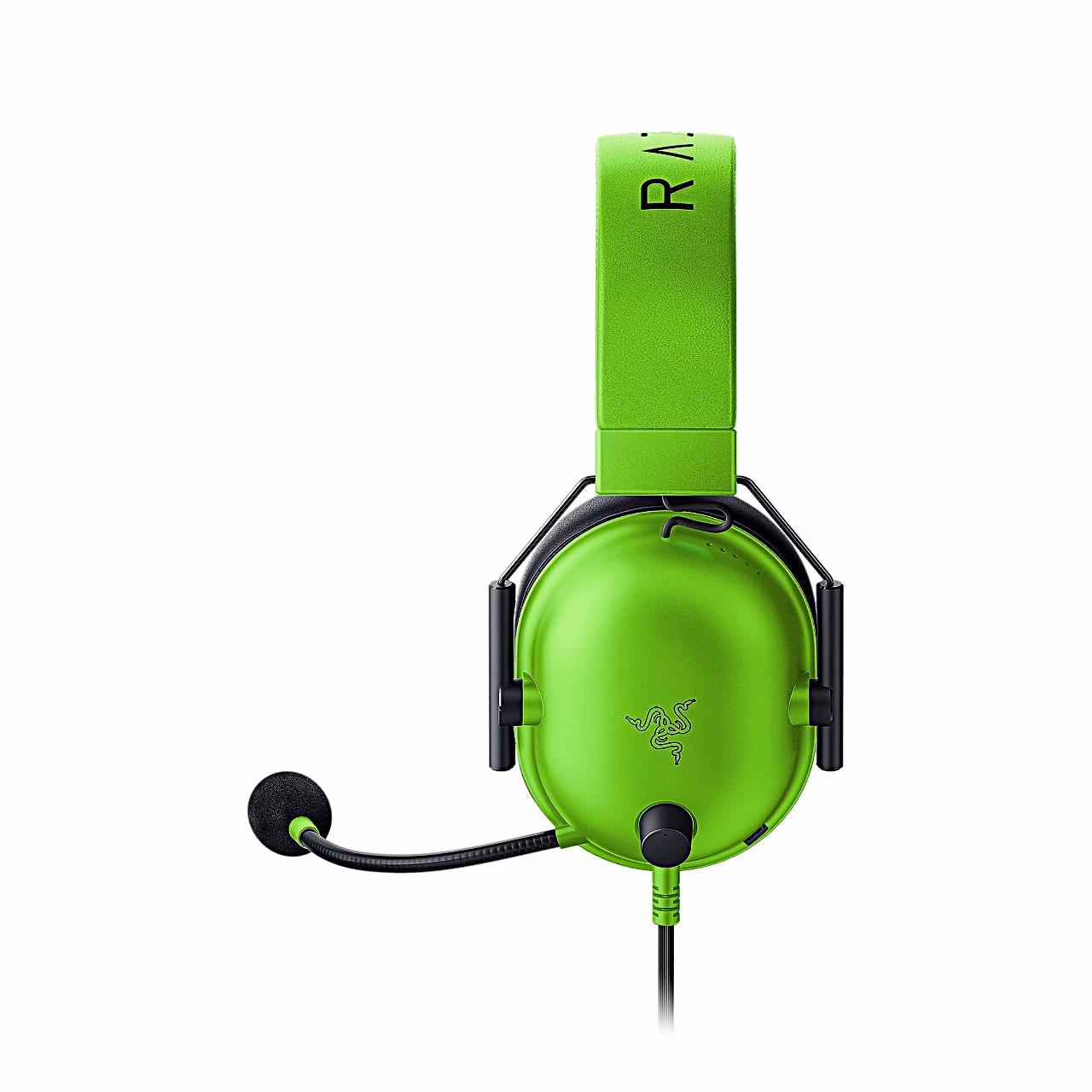 Razer BlackShark V2 X peakomplekt otse küljelt, logoga kõrvakapsel
