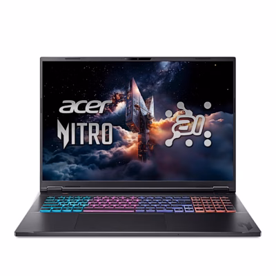 Mänguri sülearvuti Acer Nitro 18 AI eestvaates, ekraan avatud