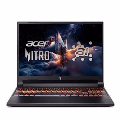 Mänguri sülearvuti Acer Nitro V 16 AI avatud ekraaniga eestvaates