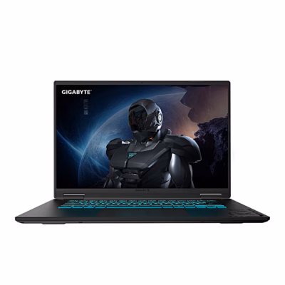 Gigabyte A16 GAMING mänguri sülearvuti avatud ekraaniga otse eestvaates