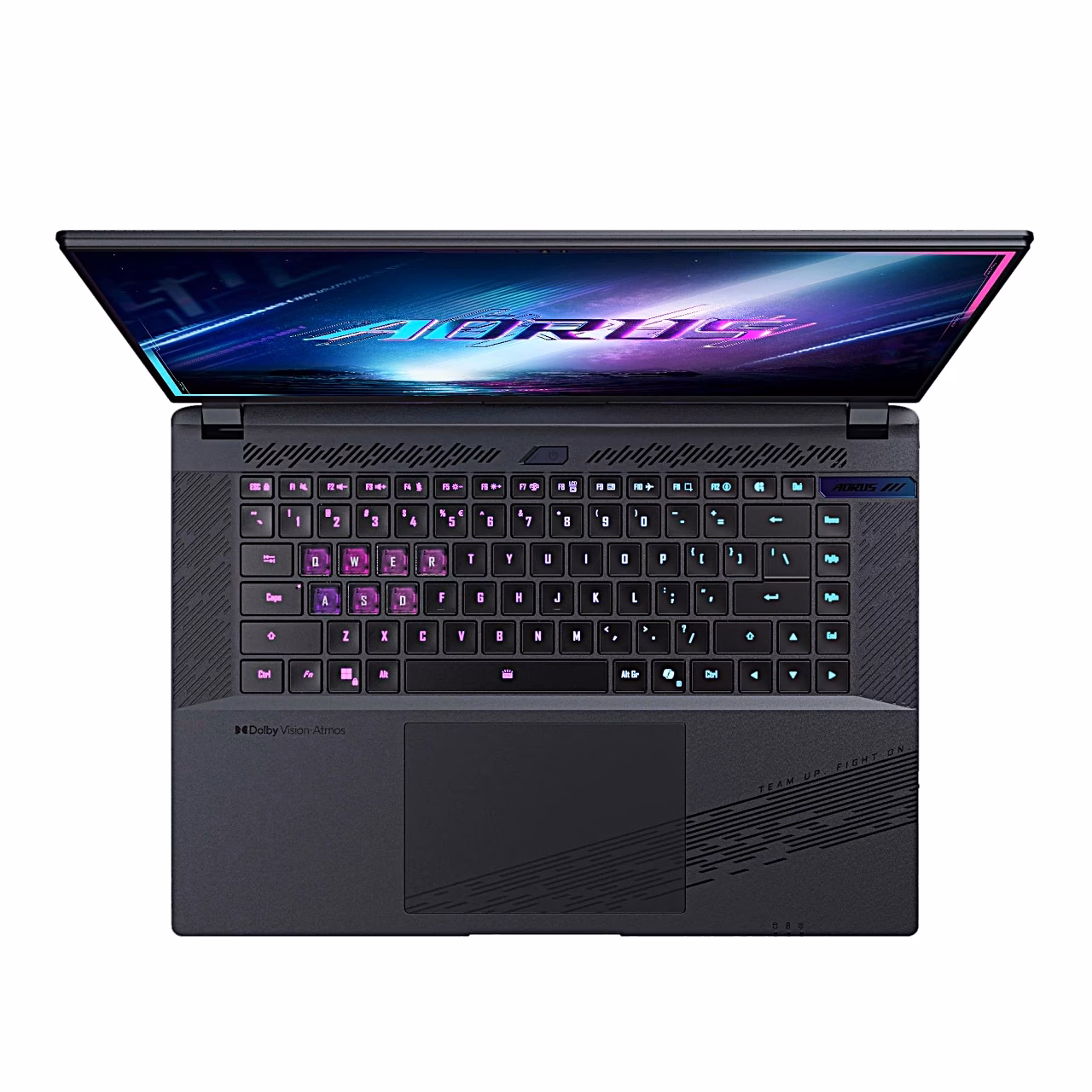 GIGABYTE AORUS Elite BWH ülaltvaates, klaviatuur ja puuteplaat