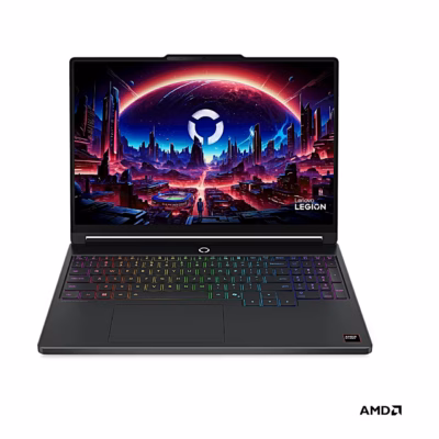 Must mänguri sülearvuti Lenovo Legion 5 15AGP11 avatud ekraaniga otse eest