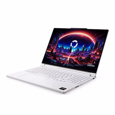 Valge Lenovo Legion 7 16AGP11 mänguri sülearvuti avatult vasakult nurgast