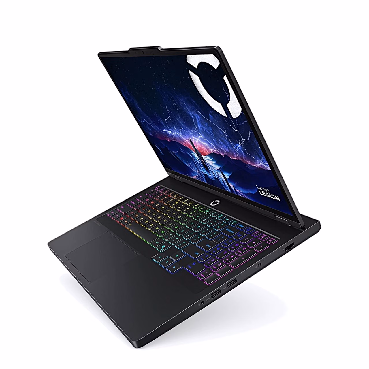 Lenovo Legion Pro 5 16IAX10H avatud sülearvuti kaldu ülaltvaates